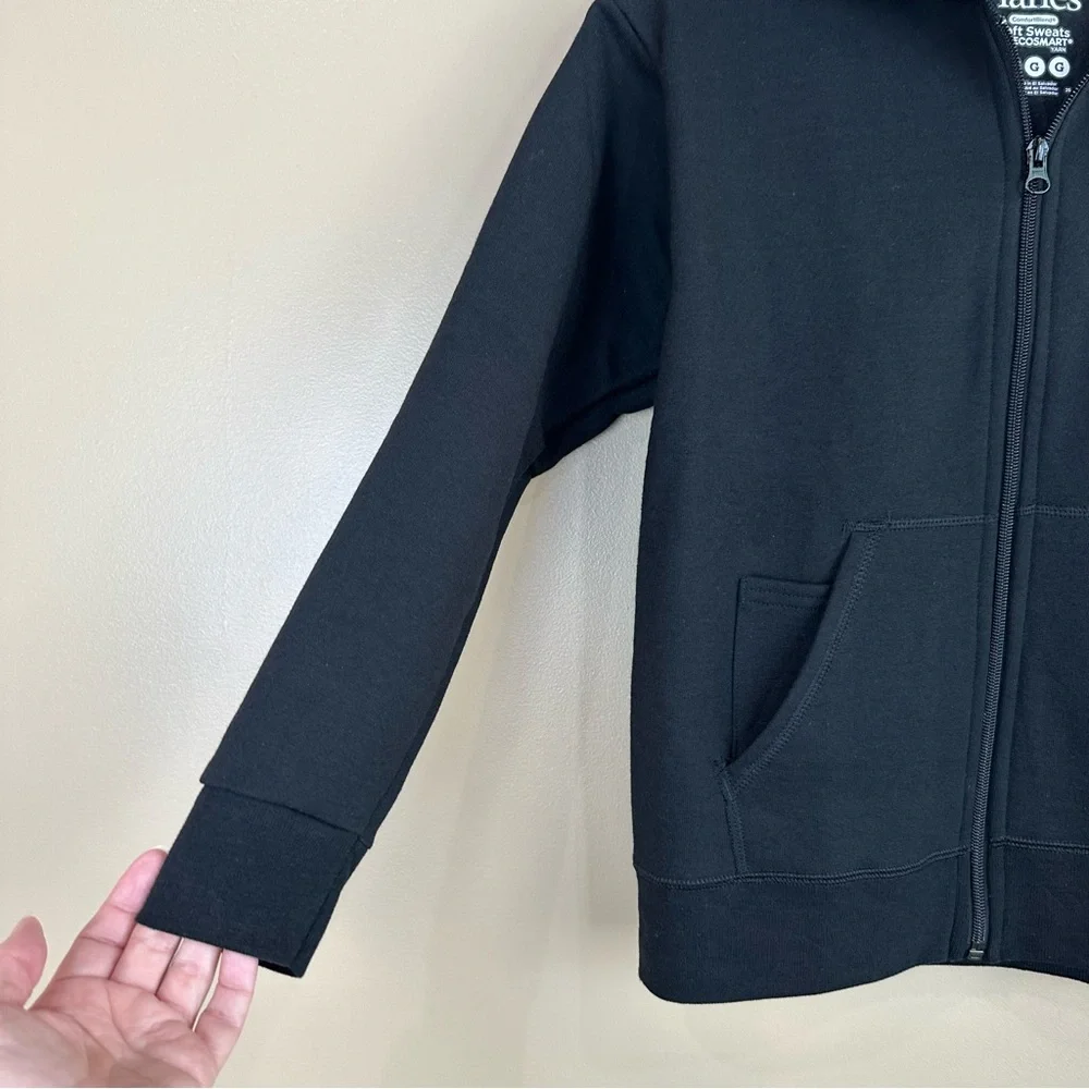 Hanes NWOT Comfort Blend Boy’s Black Full Zip Hoodie Sweatshirt Jacket L Casual